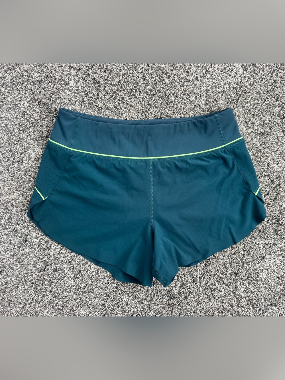 Athleta Teal Shorts with Neon Green Trim